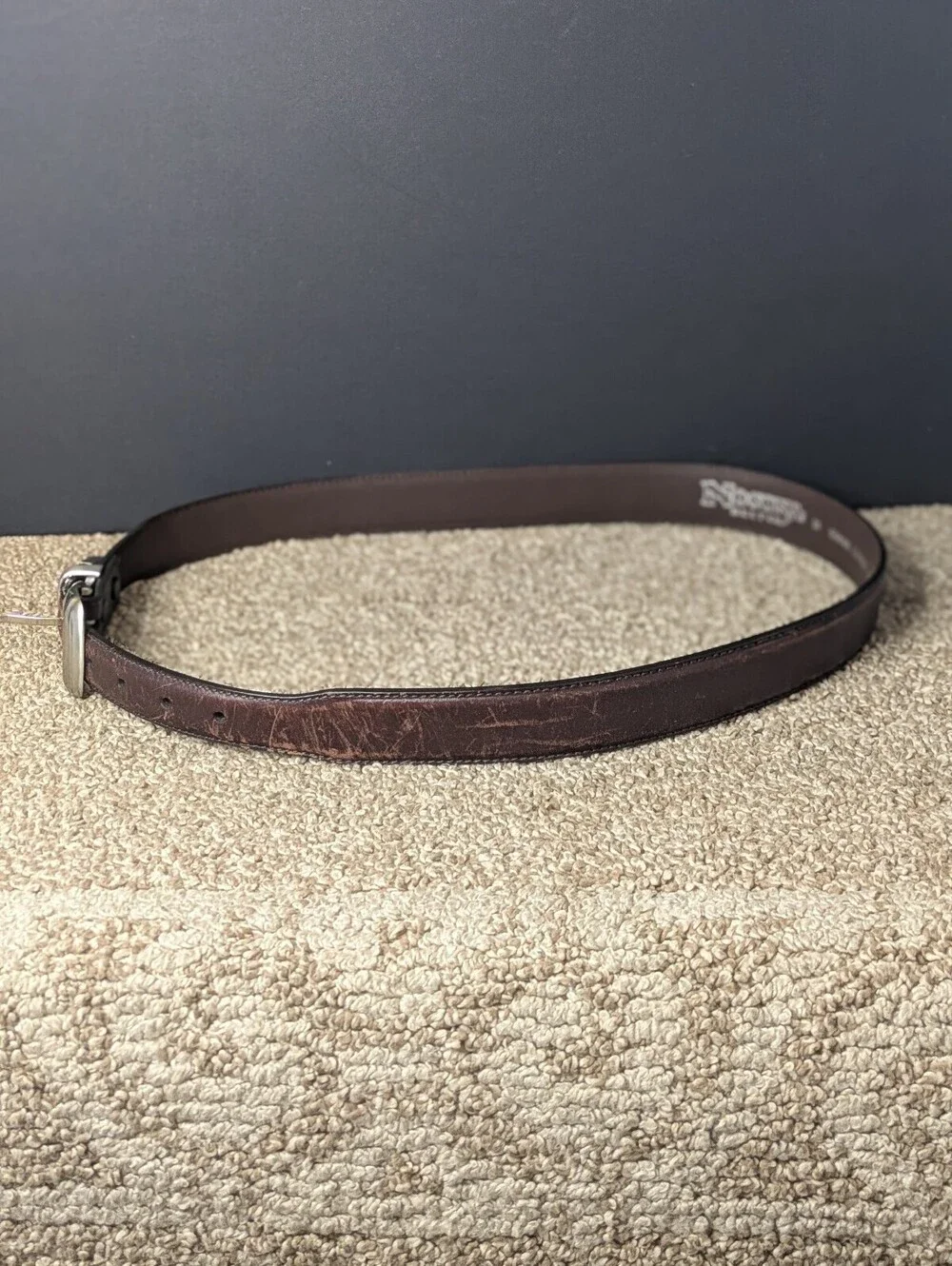 Nocona Western Belt Brown Genuine Leather Silver Hardware Size 36